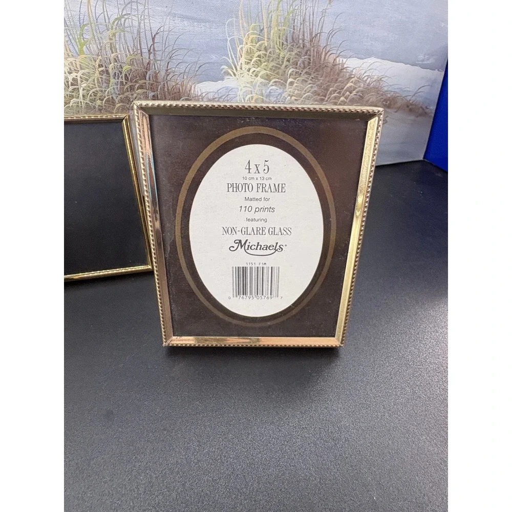 Vintage Gold Picture Frame Lot Michaels 4x5 Double Hinge Tabletop Decor Set 5